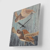 Tortue de mer thème tropical océan Horloge murale (Angle)