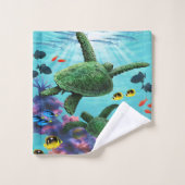 Tortue de mer tropicale hawaïenne de poissons de (Gant de toilette)