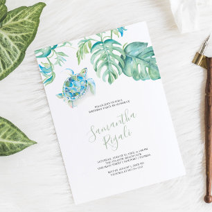 Tortue de mer tropicale Invitations d'anniversaire