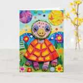 Tortue de prairie : Carte Anniversaire de enfant m (Fleur jaune)