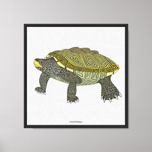 Tortue diamantée (blanche) - Impression sur toile (Recto)