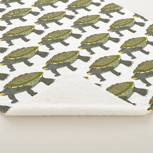 Tortue diamantée (motif blanc) - couverture Sherpa (3/4)