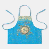 Tortue dorée sur tablier bleu (Recto)