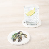 Tortue en Dessous de verre de grès aquarelle (Côté)