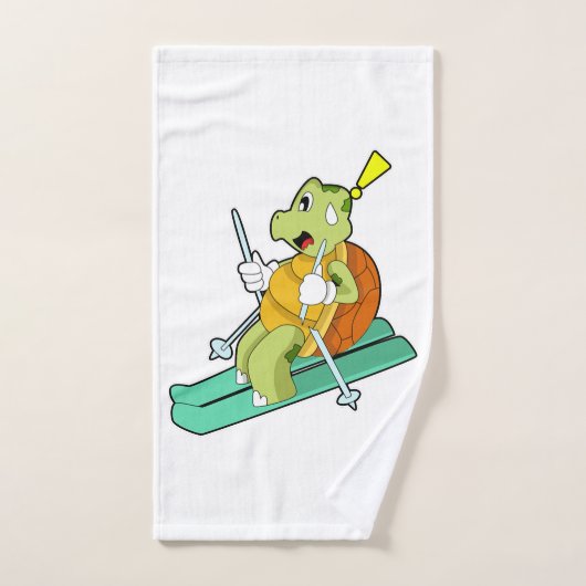 Tortue en skieur avec ski (Serviette à main)