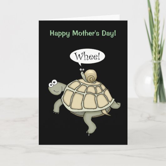 Tortue et escargot Wheel ! Carte de fête des mères (Devant)