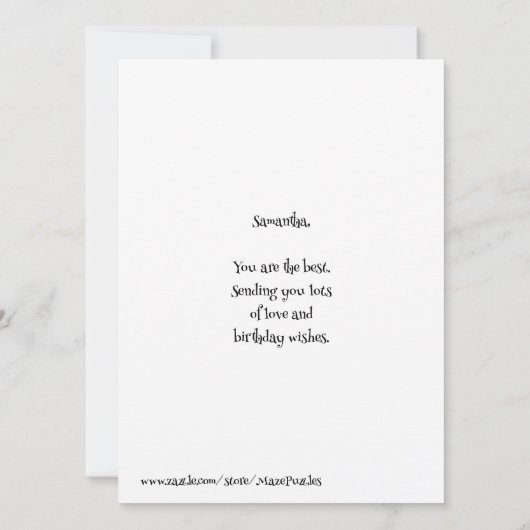 Tortue et laitue, cartes de labyrinthe d'anniversa (Dos)