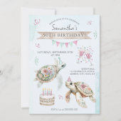 Tortue florale Invitation de fête d'anniversaire (Devant)
