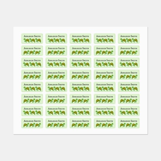 Tortue jaune verte Nom des enfants Étiquettes (Feuille)