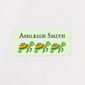 Tortue jaune verte Nom des enfants Étiquettes (Design 2)