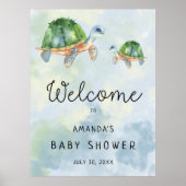 Tortue marine - Affiche de bienvenue Baby shower (Devant)