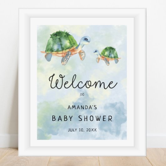 Tortue marine - Affiche de bienvenue Baby shower
