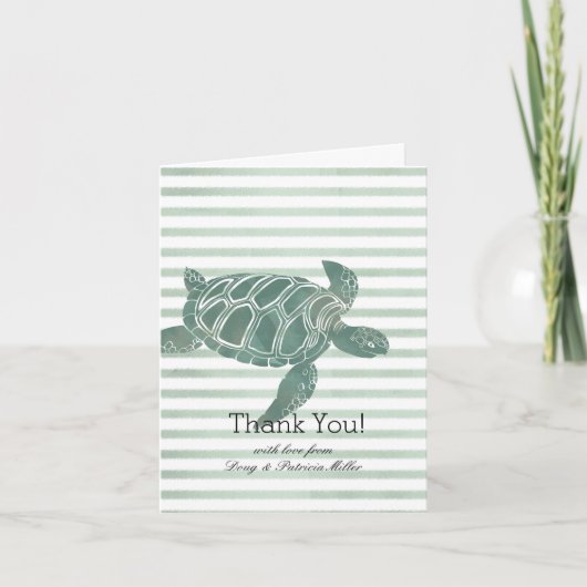 Tortue Marine Aquarelle Rayures Merci (Devant)