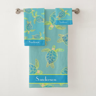 Tortue marine marine sur mesure Bain bleu Turquois