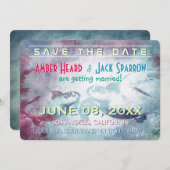 Tortue Marine Volante | Cartes de Mariage Save the (Devant / Derrière)