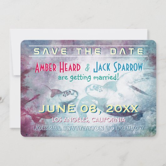 Tortue Marine Volante | Cartes de Mariage Save the (Devant)