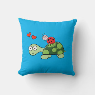 Tortue mignonne, coccinelle et oreiller à lancer b