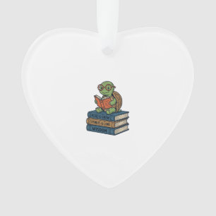 Tortue mignonne lisant sur des livres Vintage Vect
