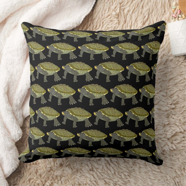Tortue (motif noir) - Coussin (Couverture)