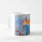 Tortue originale d'aquarelle sur la tasse (Devant gauche)