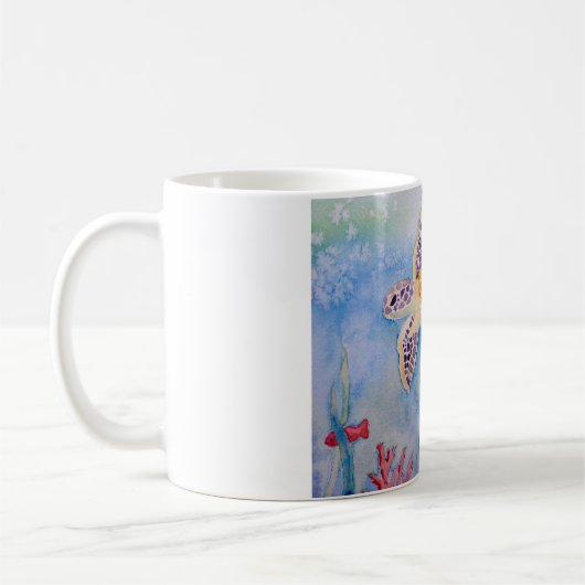 Tortue originale d'aquarelle sur la tasse (Gauche)