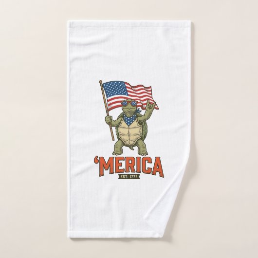 Tortue Patriotique ‘Merica Vintage Vector (Serviette à main)