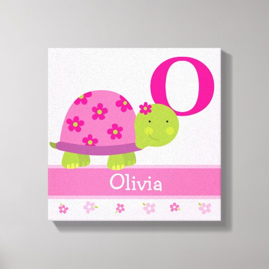 Tortue rose mignonne Toile de la chambre pour enfa (Recto)