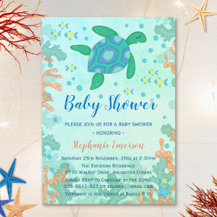 Tortue Sous La Mer Bébé Douche Invitations
