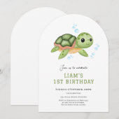 Tortue sous la mer première invitation anniversair (Devant / Derrière)