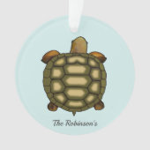 Tortue sur l'ornement acrylique bleu clair (devant)