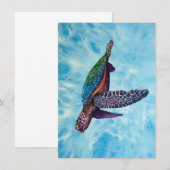 Tortue textile fine art. Carte de voeux (Devant / Derrière)