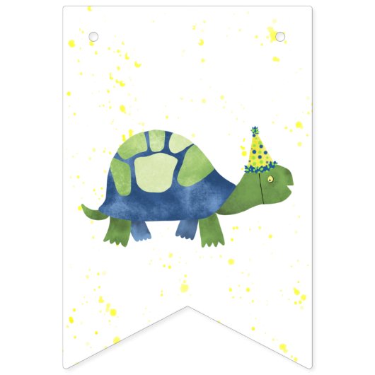 Tortue tortue joyeuse bannière d'anniversaire (Premier drapeau)