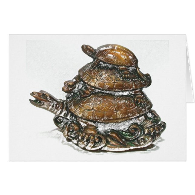 Tortue triple de Feng Shui - or (Devant horizontal)