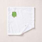 Tortue verte ornée de fleurs sur blanc (Gant de toilette)