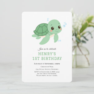 Tortue verte sous la mer 1ère invitation anniversa