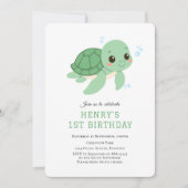 Tortue verte sous la mer 1ère invitation anniversa (Devant)