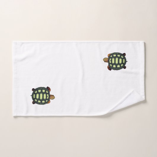 Tortue verte sur le set de serviettes de bain blan (Serviette à main)