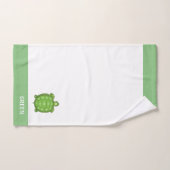 Tortue verte sur serviette de bain blanche et vert (Serviette à main)