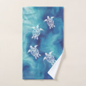 Tortues blanches dans Blue Ocean Watercolor Ajoute (Serviette à main)