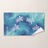 Tortues blanches dans Blue Ocean Watercolor Ajoute (Serviette à main)