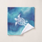 Tortues blanches dans Blue Ocean Watercolor Ajoute (Gant de toilette)