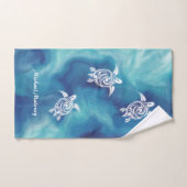 Tortues blanches dans Blue Ocean Watercolor Ajoute (Serviette à main)
