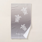 Tortues blanches Taupe Gradiet Ajouter un nom  (Serviette à main)
