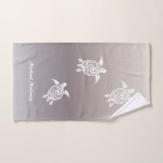 Tortues blanches Taupe Gradiet Ajouter un nom  (Serviette à main)