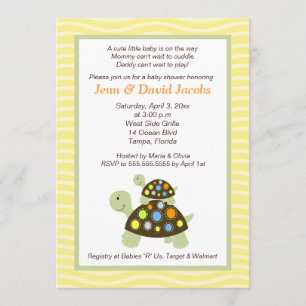 Tortues colorées 5x7 Invitation Baby shower - Jaun