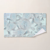Tortues de mer argentées Motif violet (Serviette à main)