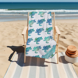 Tortues de mer Blue Green Serviette de plage perso