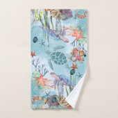 Tortues de mer, Coquillages, Flore & Faune (Serviette à main)