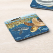 Tortues de mer dans des dessous de verre d'habitat (Côté gauche)