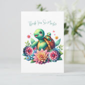 Tortues de mer florales douces Merci Carte de note (Debout devant)
